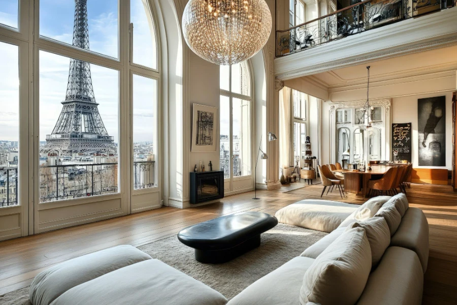 Appartement haussmannien de luxe à Paris avec décoration élégante